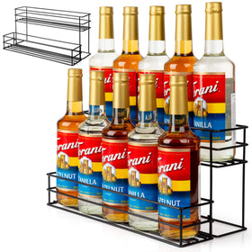 Kimilus 10-bottle coffee syrup rack front view showing organized display