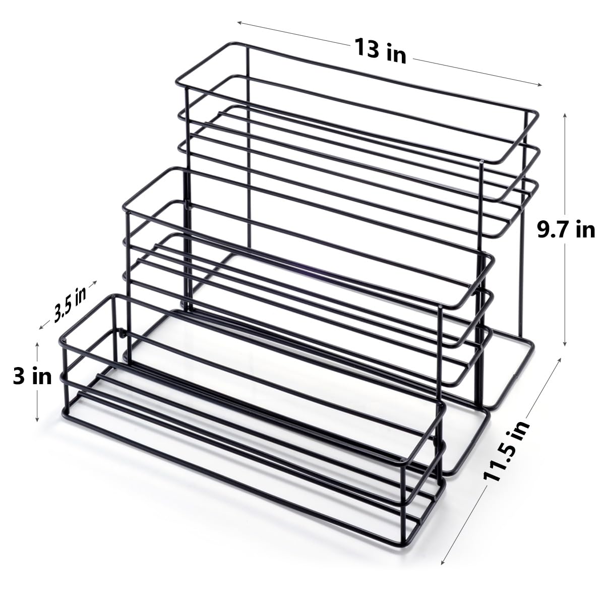 kimilus 3-tier syrup stand with black metal frame displays bottles clearly