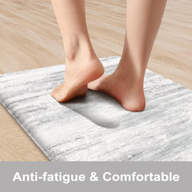 KIMODE abstract farmhouse kitchen rug set adds style and cushioned support.