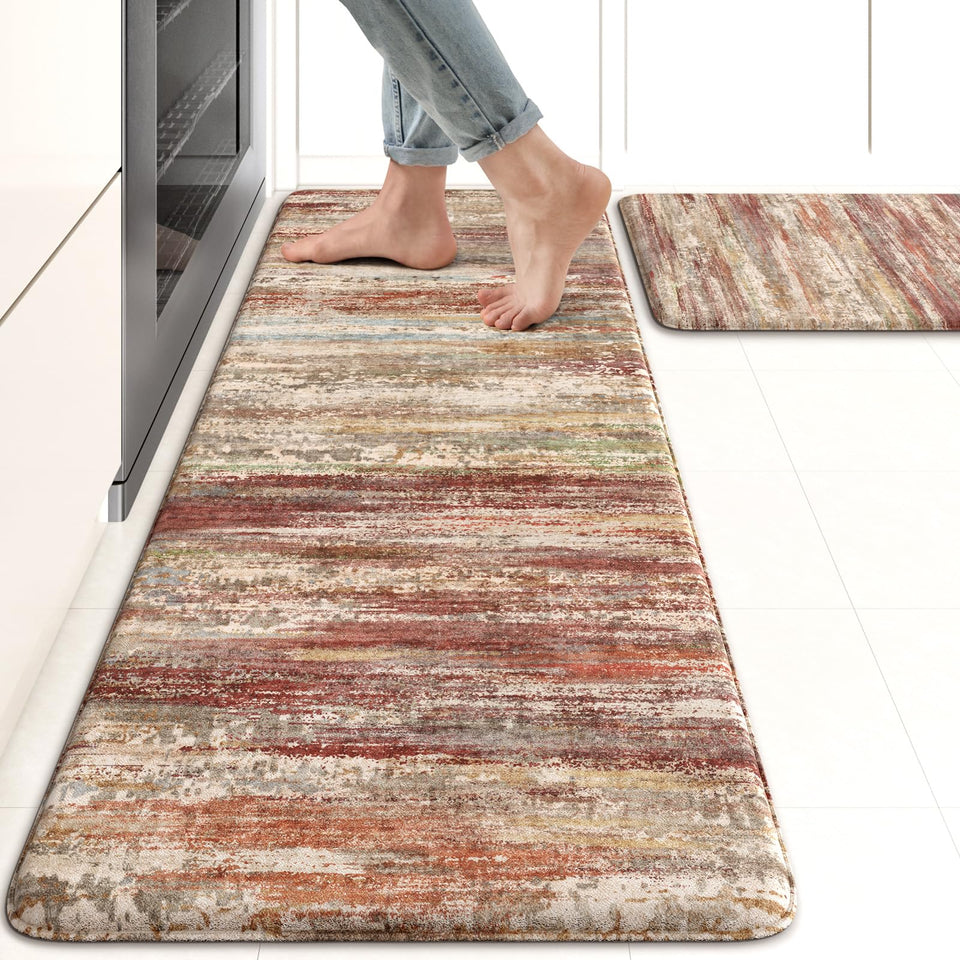KIMODE anti-fatigue mat 47x17 setup offers cushioned comfort in front of the sink.