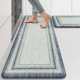 KIMODE anti-fatigue mat with blue-gray pattern for cushioned comfort while cooking