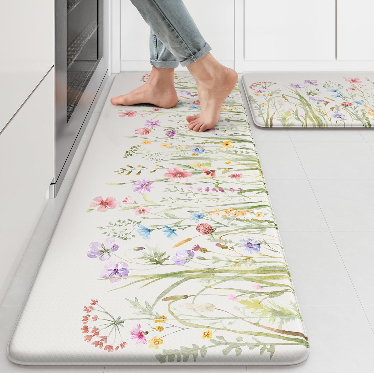 Kimode anti-fatigue kitchen mat with cushioned foam for comfortable standing
