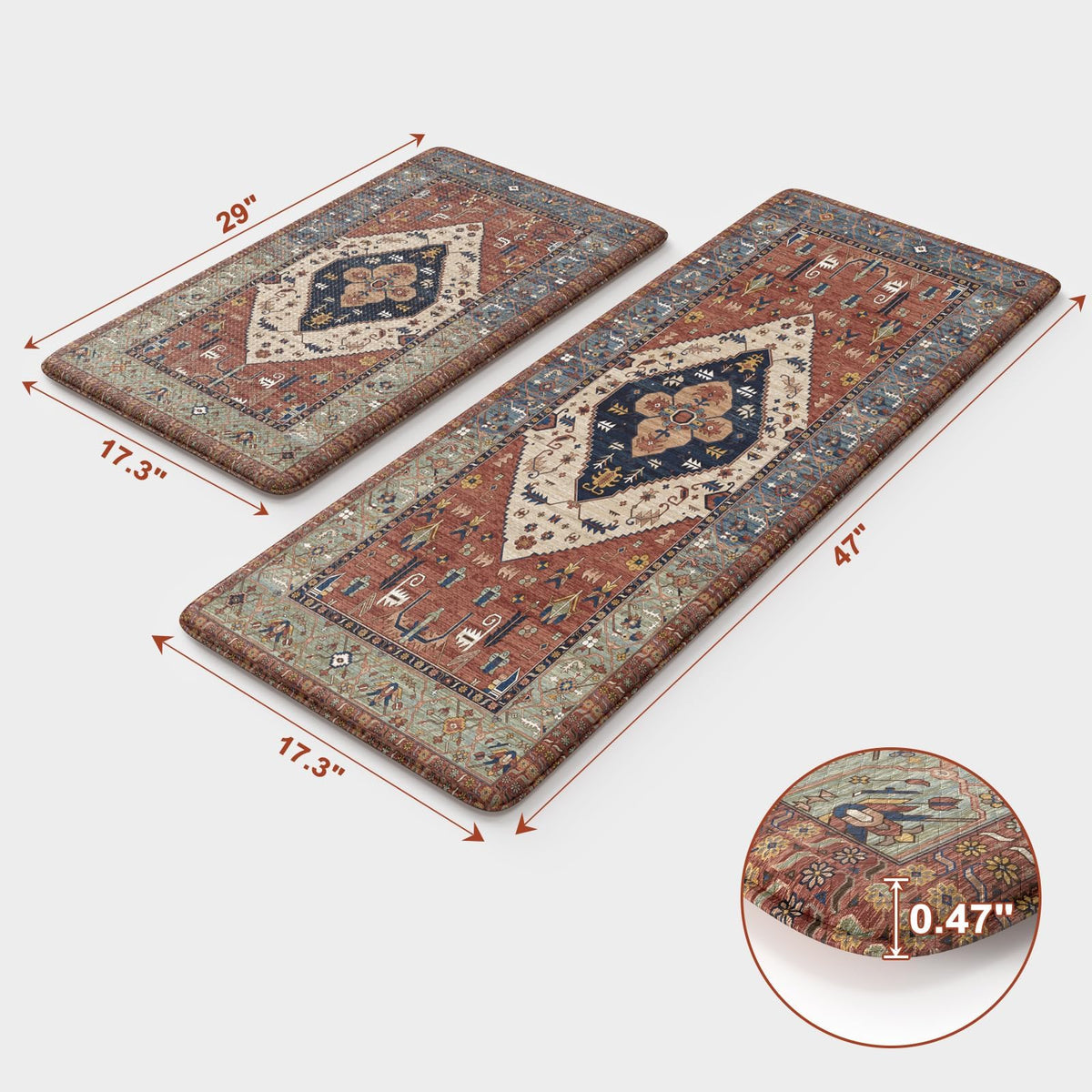 KIMODE kitchen mats non-slip backing keeps the set stable on slick floors