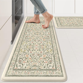 Kimode anti-fatigue kitchen mats 2-piece set provide comfortable standing for cooking and cleaning.