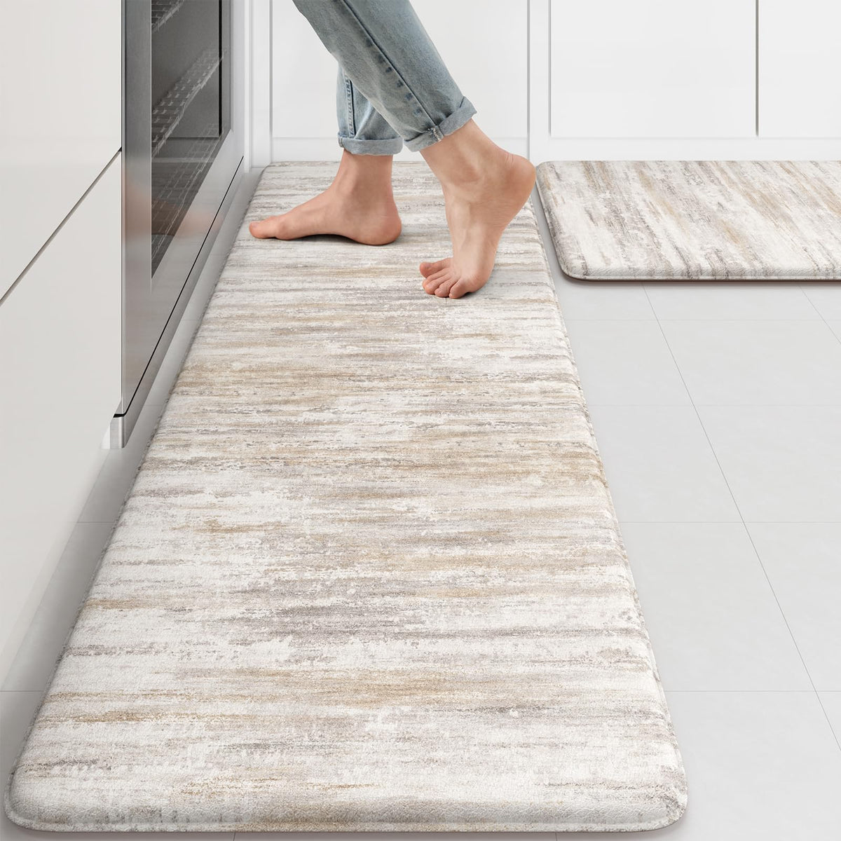 Kimode anti-fatigue kitchen mats 2pc setup offer cushioned comfort for standing at the stove