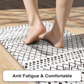 KIMODE anti-fatigue mat with 0.47 inch thickness cushions feet during long cooking tasks.