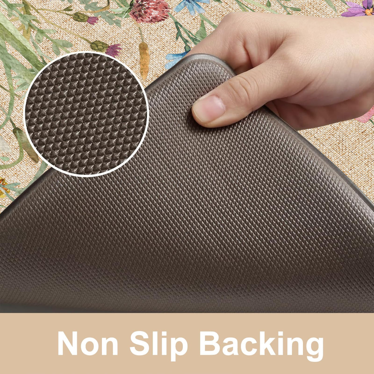 KIMODE anti-fatigue mat floral-pattern brightening kitchen decor while cushioning feet
