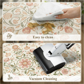 KIMODE beige boho floral design mat adds warm kitchen style