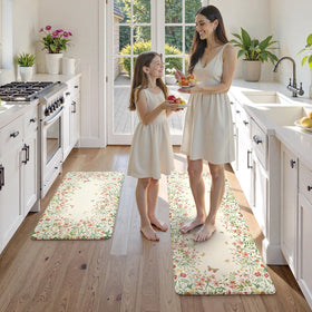 Kimode butterfly floral pattern mats brightening the kitchen