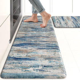 KIMODE Christmas anti-fatigue mat top view in blue-grey for kitchen comfort