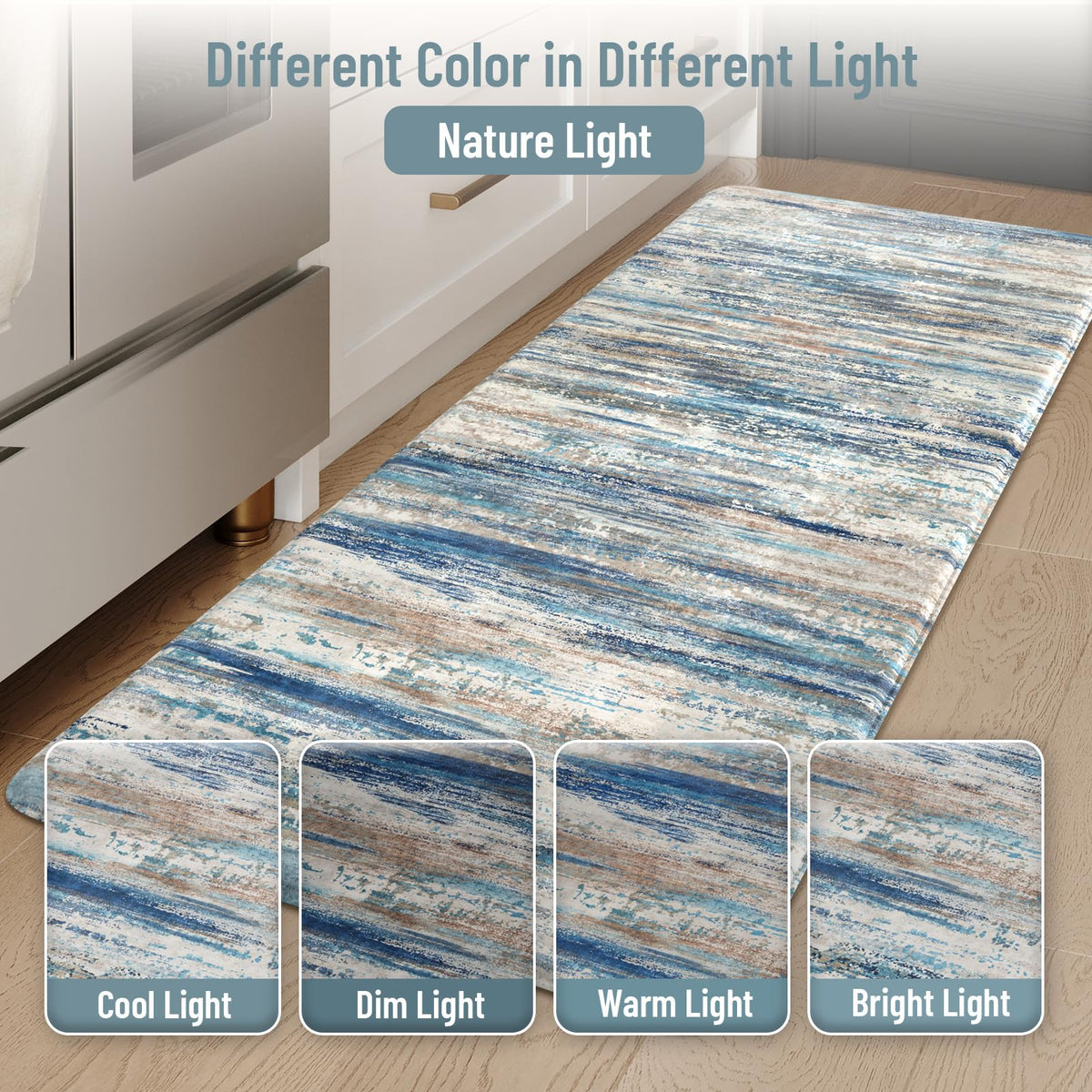 KIMODE blue-grey farmhouse style mats enhancing dining or living spaces