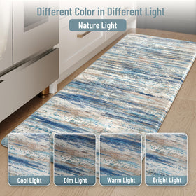 KIMODE blue-grey farmhouse style mats enhancing dining or living spaces