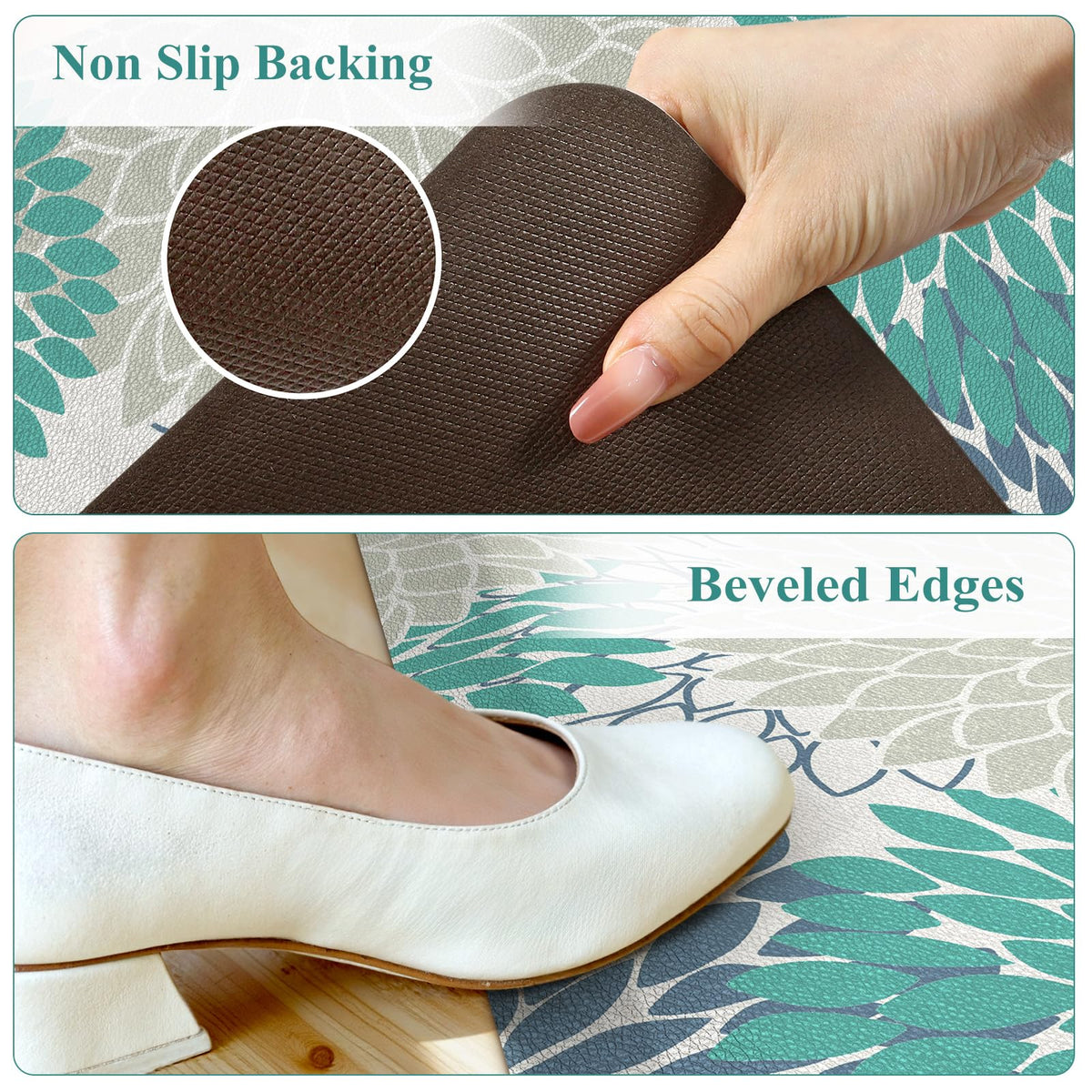 KIMODE Comfort Kitchen Mat with beveled edges prevents curling and trips
