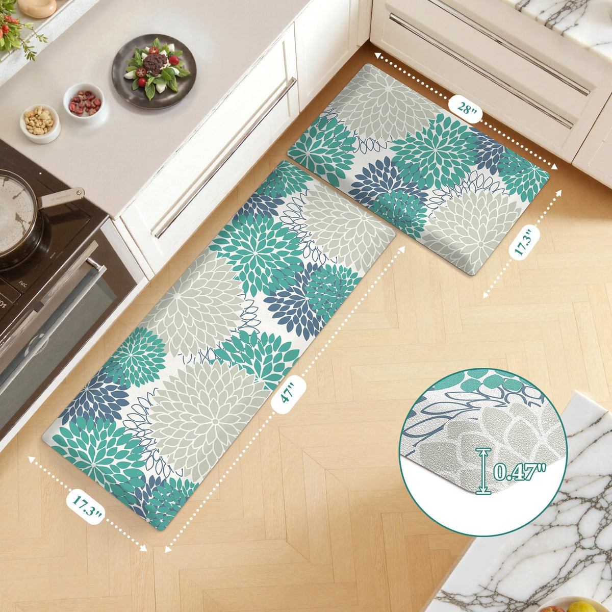 KIMODE Comfort Kitchen Mat made of waterproof PVC resists spills and stains