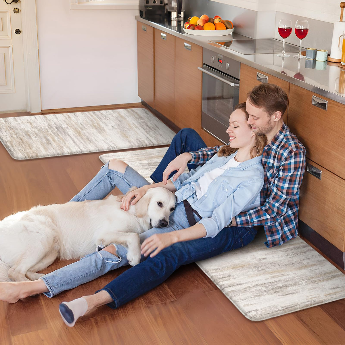 Kimode cushioned foam standing mat supports feet during chores
