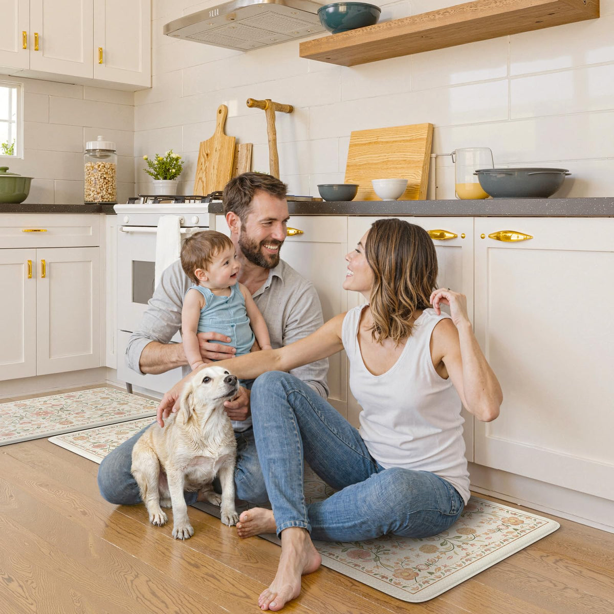 KIMODE durable PVC kitchen mat resists stains and spills