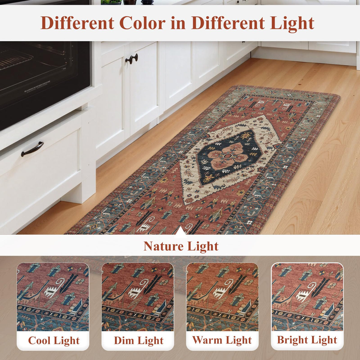 KIMODE red boho rug boosts decor in entryways or prep zones