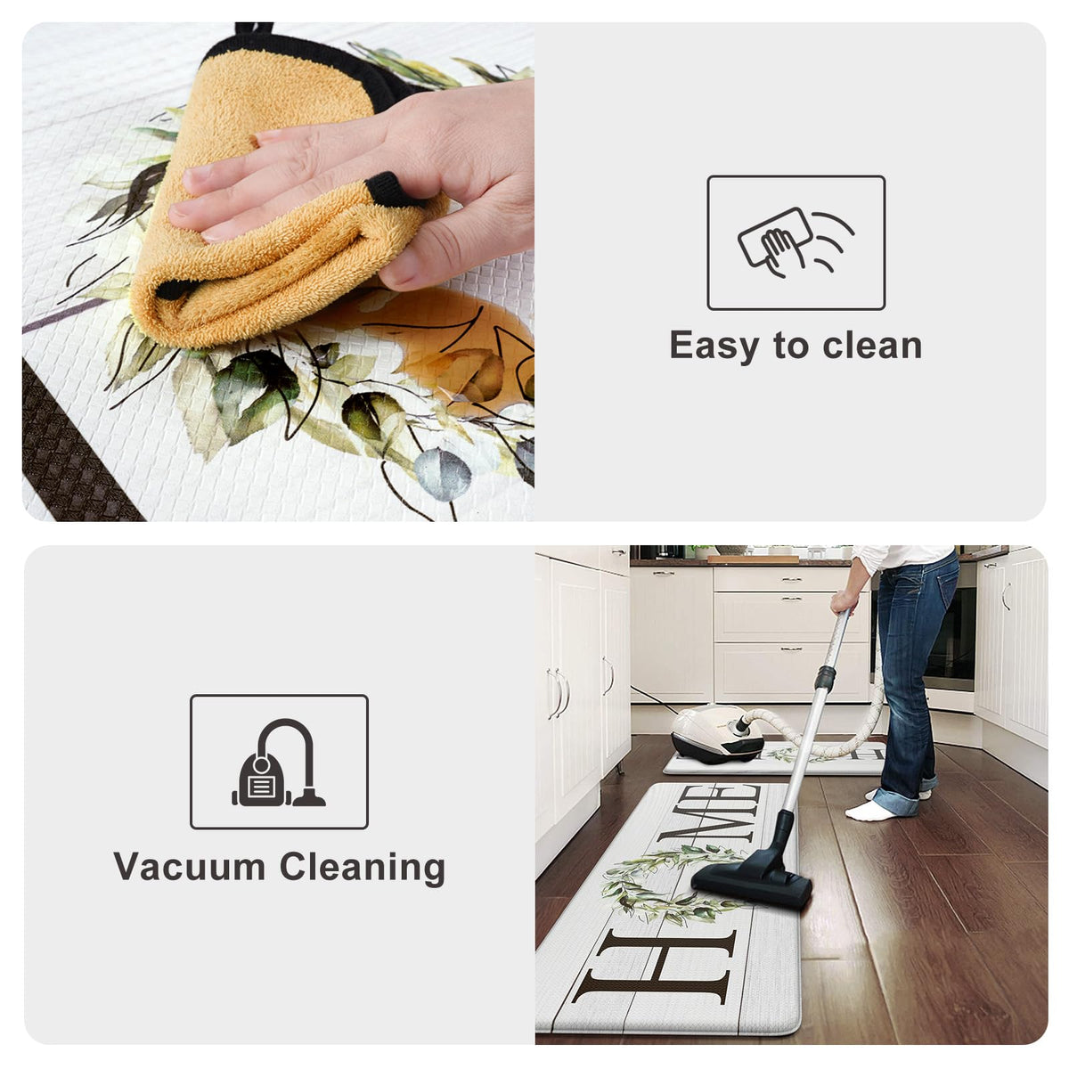 KIMODE farmhouse kitchen mat 2pc wipe clean and stain resistant