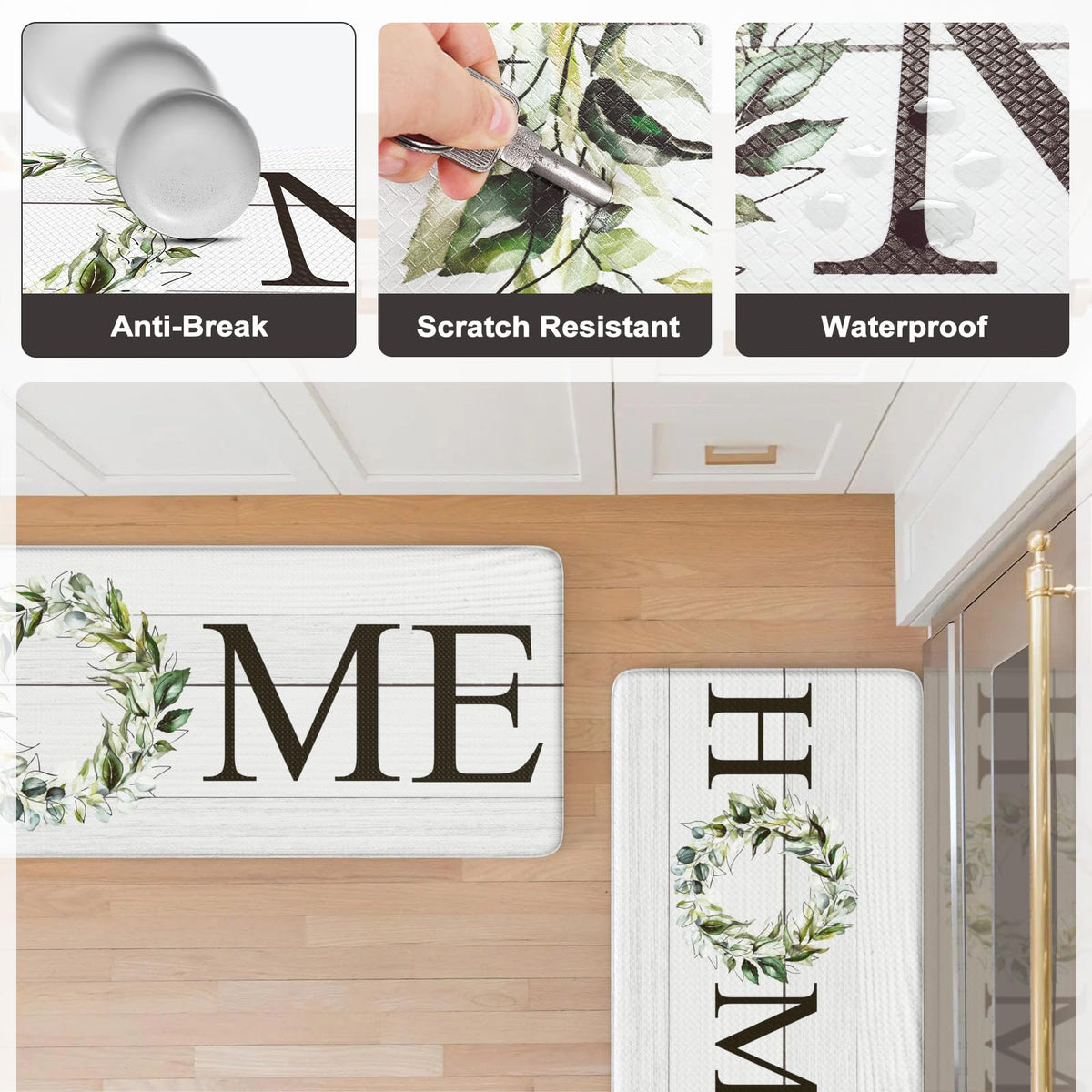 KIMODE farmhouse kitchen mat 2pc placed near kitchen sink