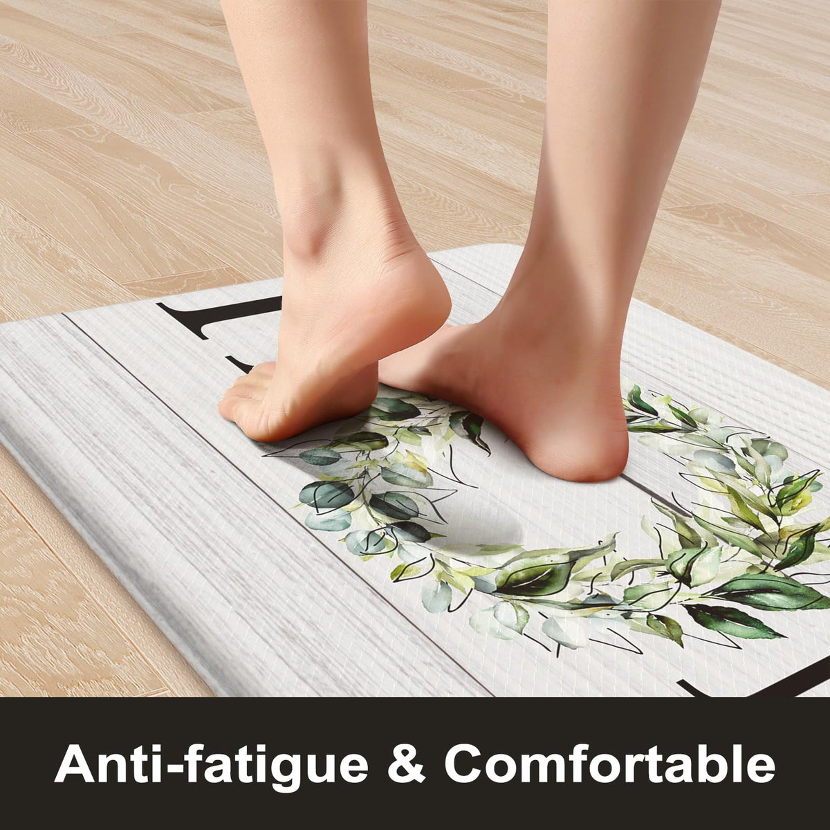 KIMODE farmhouse kitchen mat 2pc waterproof surface easy to clean