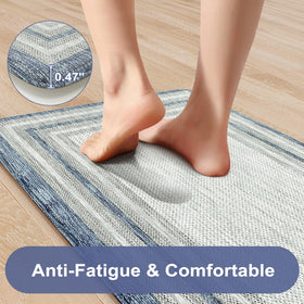 KIMODE two-piece kitchen mat set on floor provides all-day standing support