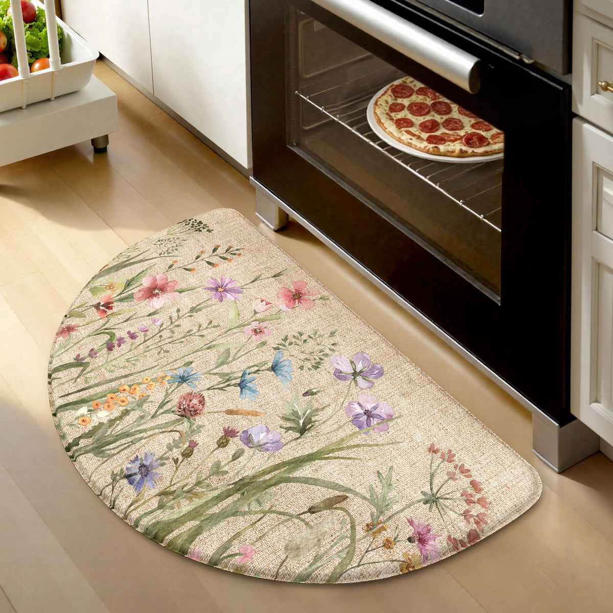KIMODE memory foam anti-fatigue mat cushions feet during long kitchen tasks.