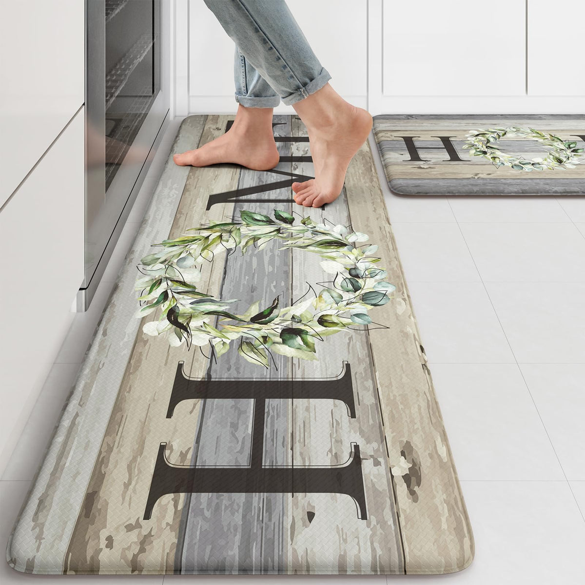 Kimode kitchen mats 2pc set overview for versatile placement in busy kitchens.