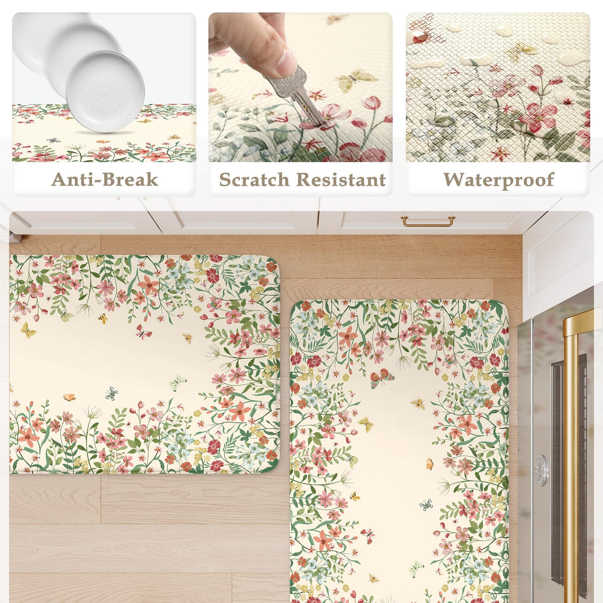 Kimode two-piece mats versatile for kitchen and laundry spaces