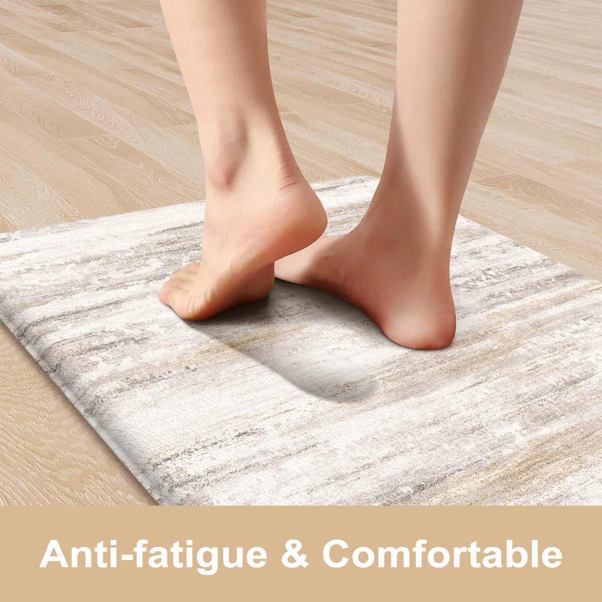 Kimode memory foam kitchen mat provides soft support during cooking or desk work