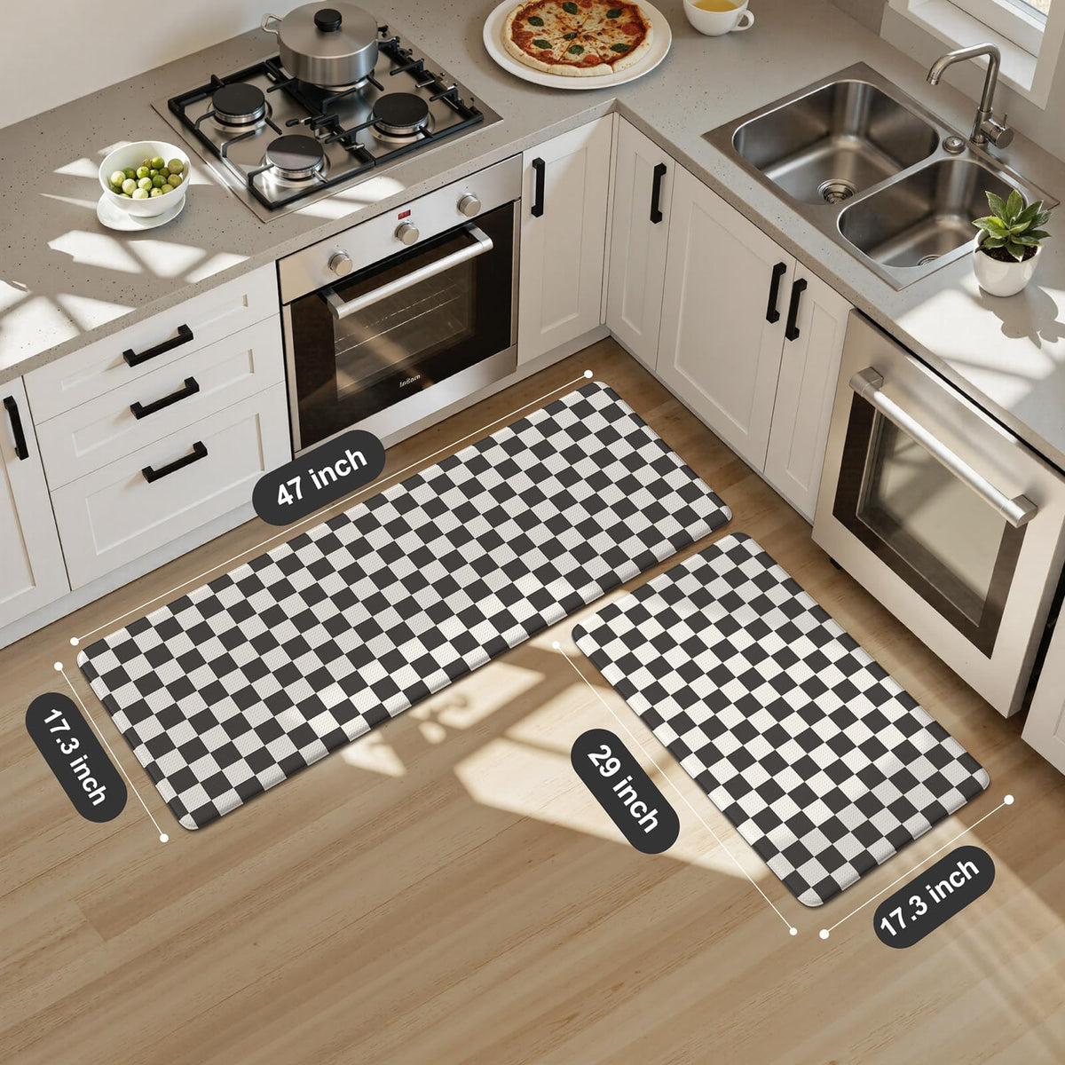 KIMODE mat bottom features non-slip grip for secure placement on hard floors and carpet