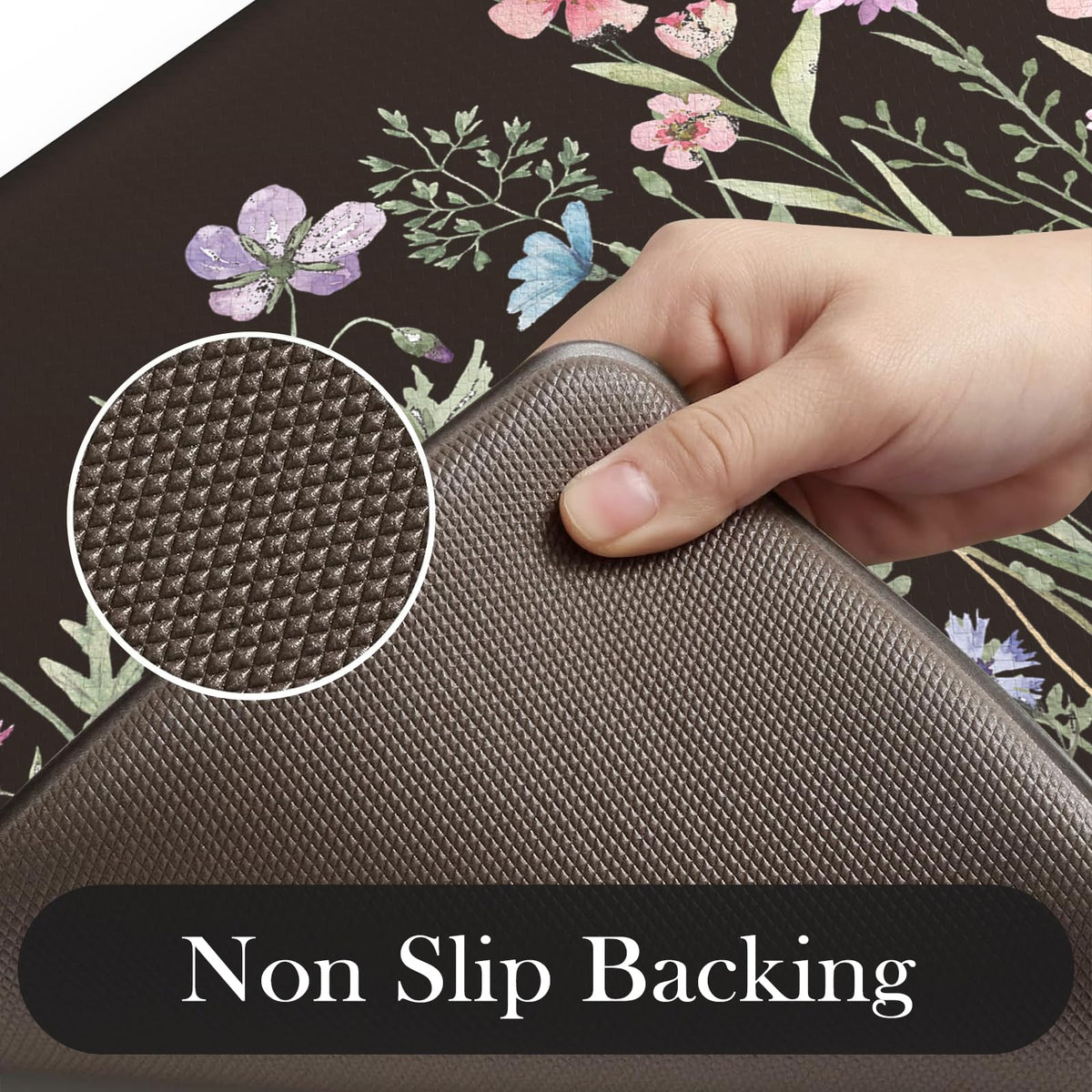 Kimode non-slip bottom close-up demonstrates secure placement on floors