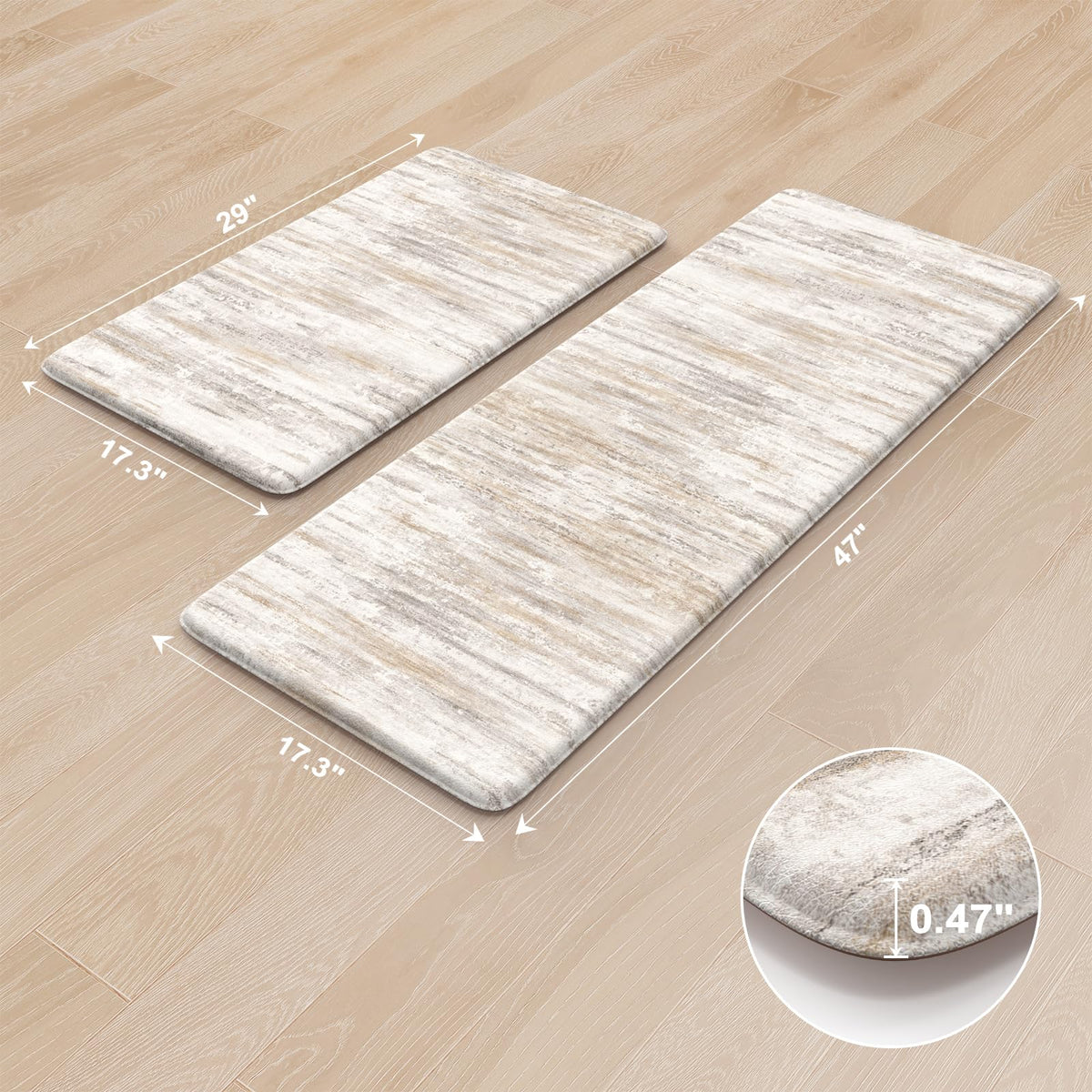 Kimode non-slip kitchen mat with beveled edges enhances safety on any floor