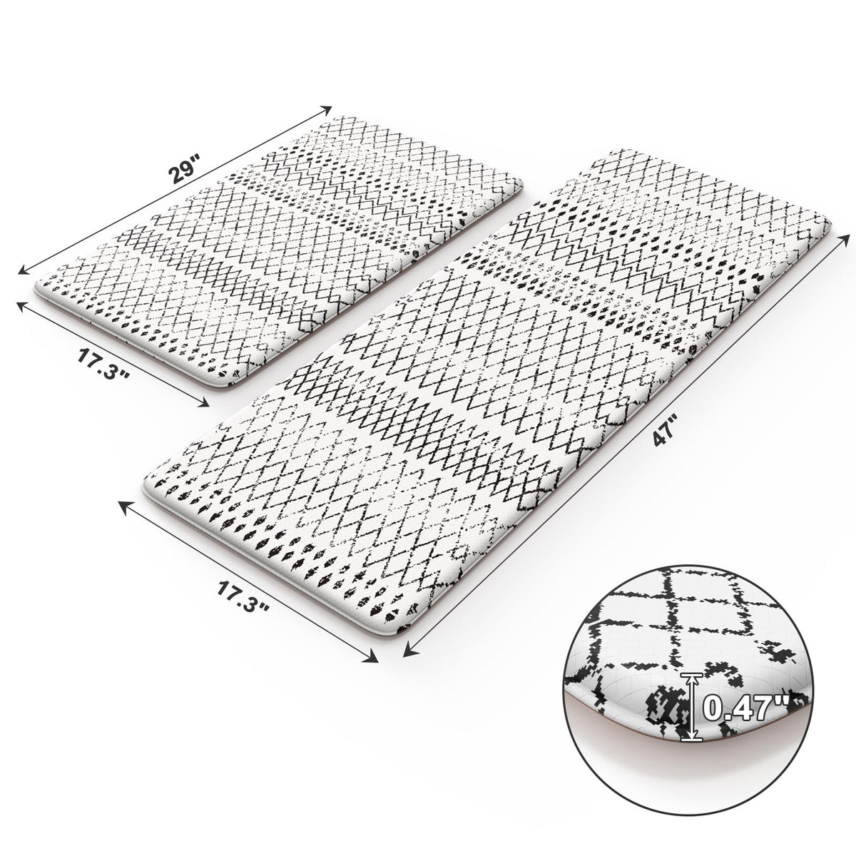 KIMODE rectangular kitchen rugs in a two-piece set offer versatile coverage.