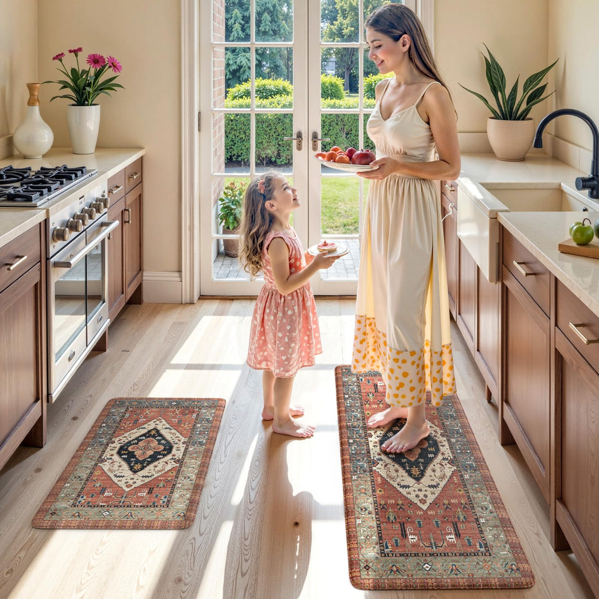 KIMODE kitchen mat beside the desk supports comfortable standing during work