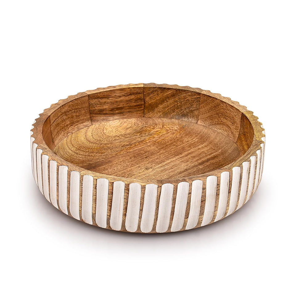 Kimona fruit bowl in mango wood, elegant centerpiece for fruit or decor
