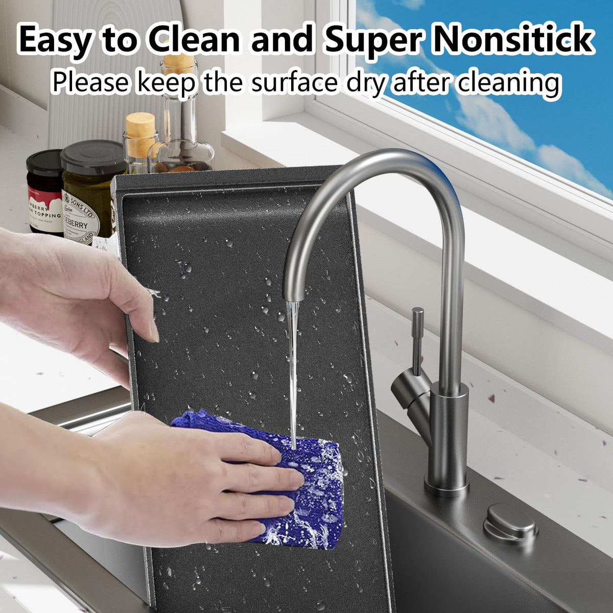 Kimsofunny easy clean polished surface simplifies grease wipe-down after use.