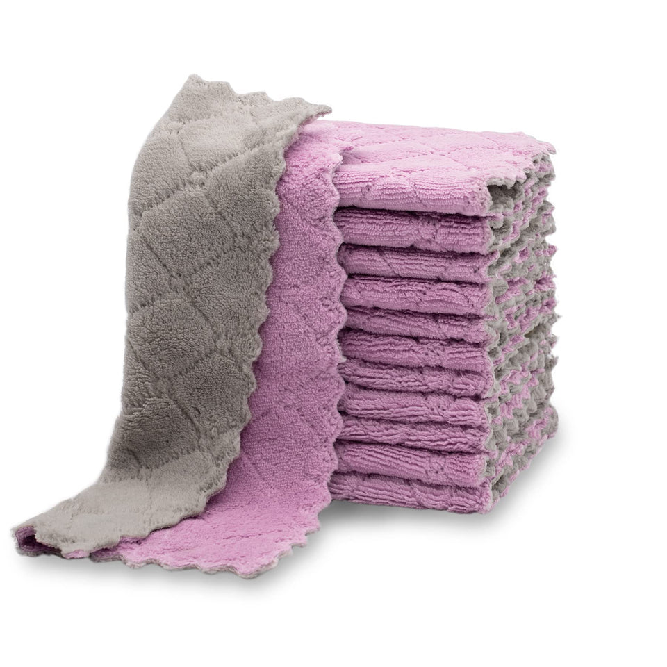 Kimteny 12-pack towels in purple-grey for quick surface drying.