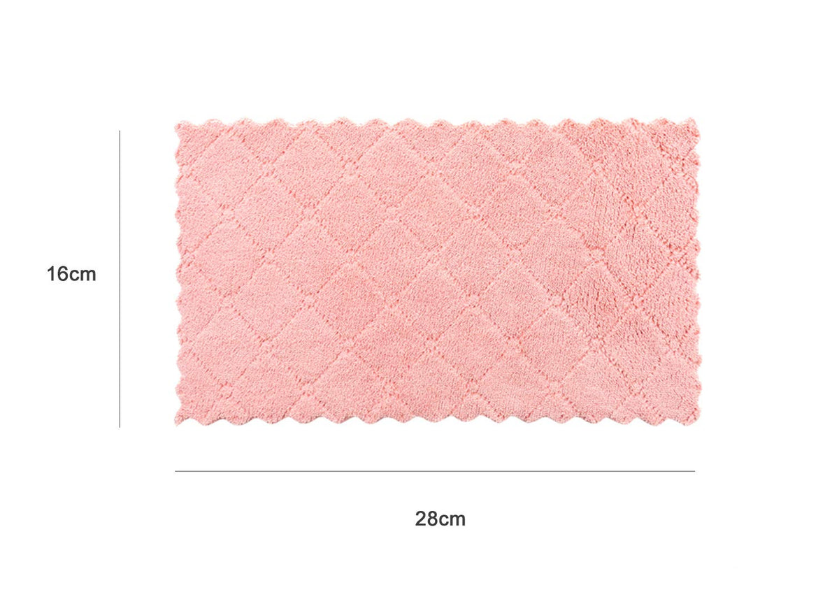 Kimteny 12-pack towels in pink-grey great for kitchen and light cleaning tasks.