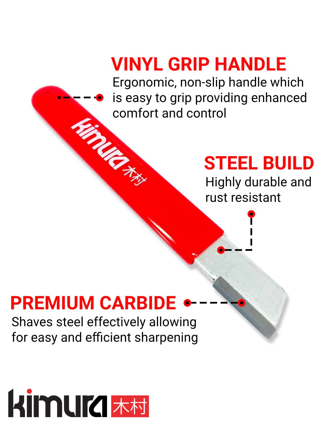 Kimura sharpener angled view shows compact 5-inch size fits a tool bag