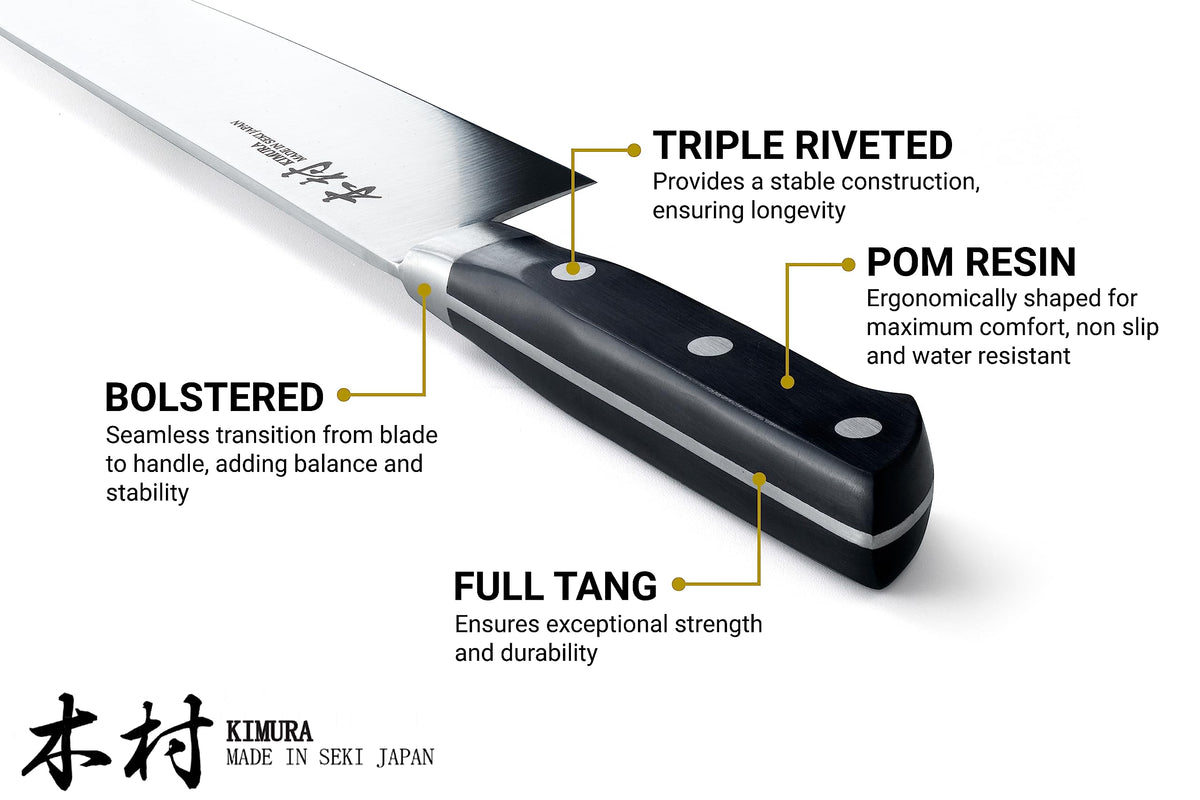 Kimura 8-inch ergonomic-handle with non-slip grip for comfortable use.