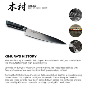Kimura 8-inch made-in-Japan-Seki blade showcasing Japanese craftsmanship.