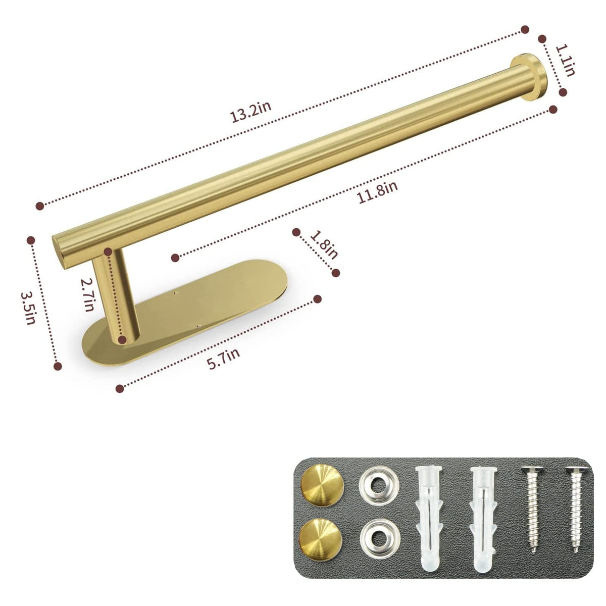 Kinbrace L-shaped design with two hooks for towels