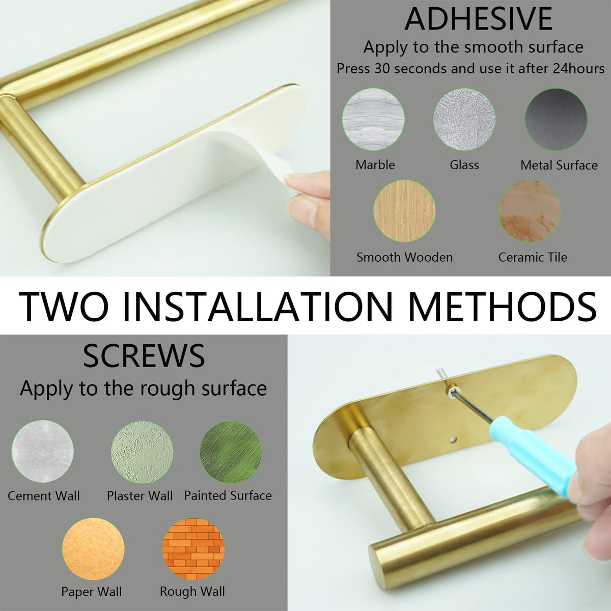 Kinbrace screw-install option for sturdy wall mounting