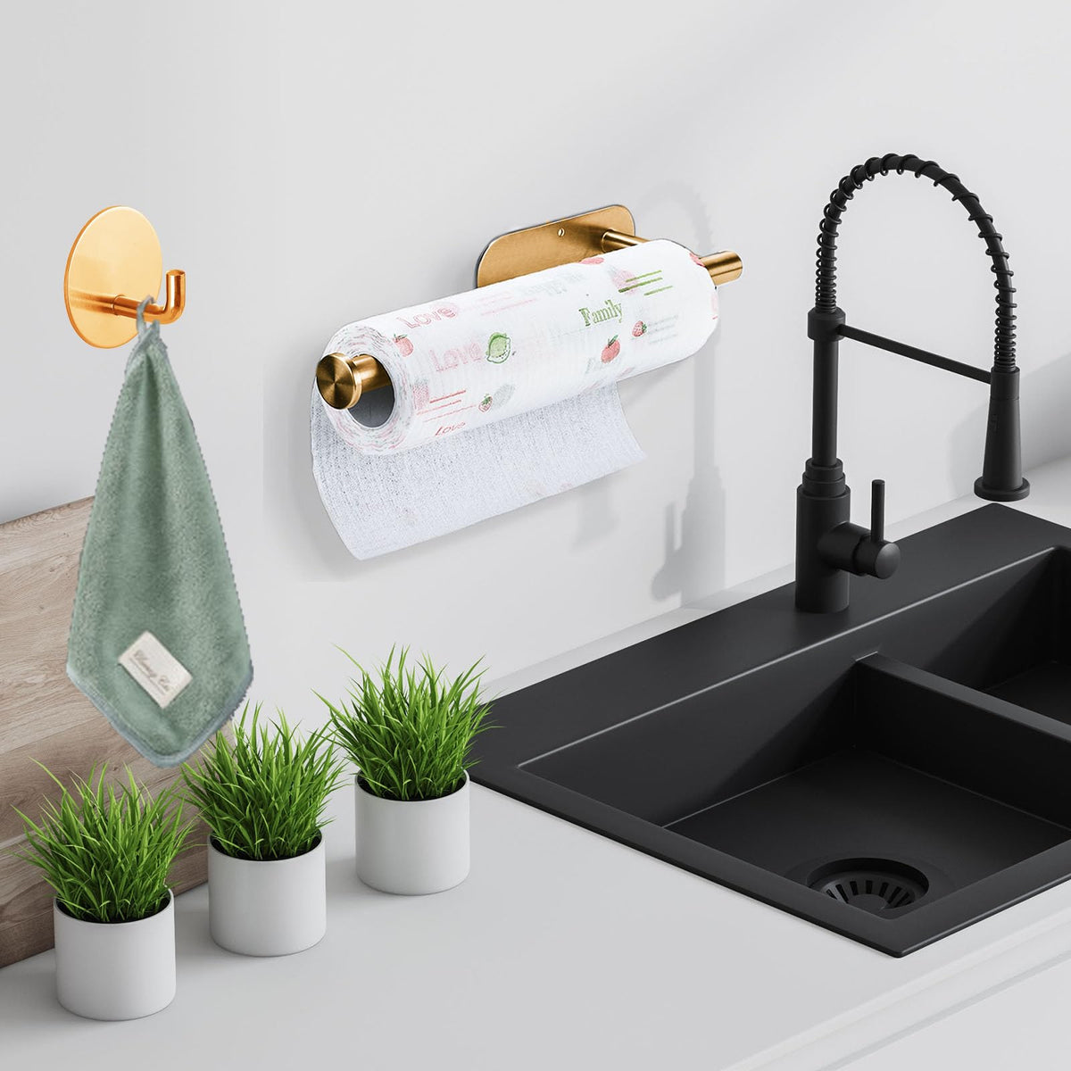 Kinbrace under-cabinet mount demonstrates clutter-free kitchen organization