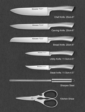 Kincano 8-inch chef knife for precise, clean slicing of ingredients