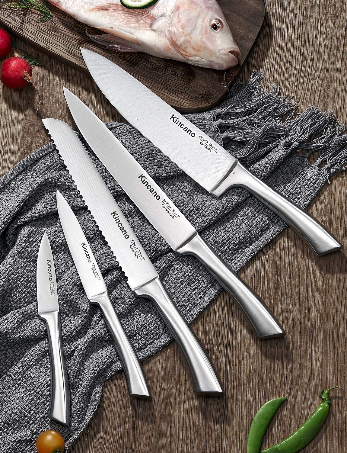 Kincano six-piece 4.5-inch steak knives with comfortable grip