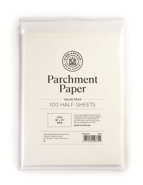 King Arthur precut parchment paper sheets with nonstick release for cookies.