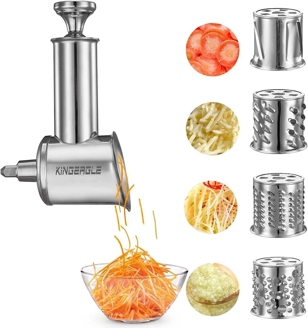 KINGEAGLE slicer shredder attachment for KitchenAid enhances home prep with quick slicing and shredding