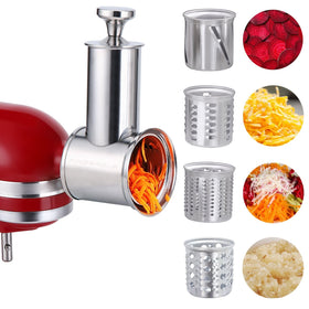 KINGEAGLE slicer shredder attachment on a KitchenAid mixer for fast shredding.