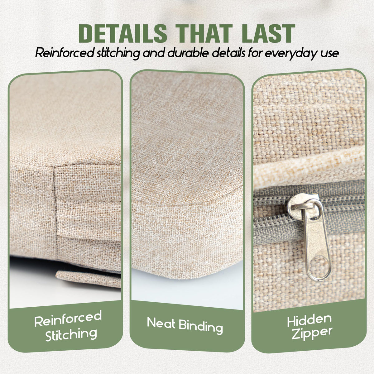 Kingphenix cushion bottom with non-slip grip protecting chair surfaces.